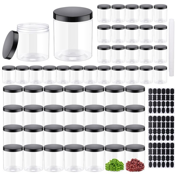 TANEMUDO 48 Pack Plastic Jars with Lids 24 Pack 16