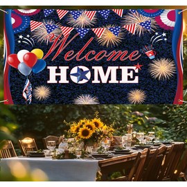 CDlionshidaiJuly 4th Decoration, 4th of July Celebration, American Flag, Backdrop, Patriotic Porch Banner, Porch Banner, Memorial Day, Veteran Day, Celebration Banner, Welcome Sign for welcome home