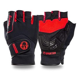 Franklin Sports Spartan Race Gloves - Mens + Womens OCR Obstacle Course Grip Gloves - Pair - Black/Red - Adult Extra Small - Multi Sport Gloves