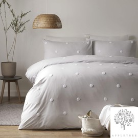 Appletree Dot Garden 100% Cotton Duvet Cover Set, Silver with White Polka Dots, Single