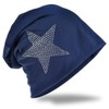 Jersey Slouch Beanie Long Hat Star with Rhinestone Star Appliqué,
