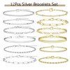 sylbx Pack of 12 Silver Bracelet Set for Women, Adjustable