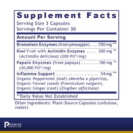 Premier Research Labs InFlammacidin - Supports Digestive & Gastrointestinal Health - Features Bromelain, Papain & Actinidin Enzymes - 90 Plant-Source Capsules