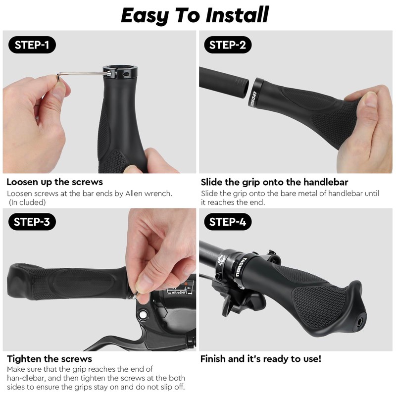 LYCAON Bike Grips Handlebar - Mountain Bike Hand Grip, Bicycle