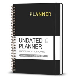 Undated Weekly Planner, Weekly To Do List Notebook with Goal, Organizer & Habit Tracker, A5 Daily Planner with Spiral Binding, Ideal for Office School Suppies - Black