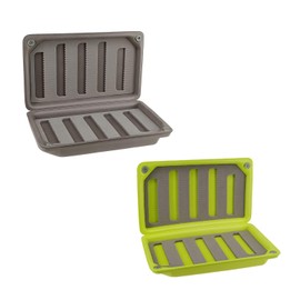 Aventik Fly Box Float EVA Foam Fishing Tackle Storage Slit Foam Fly Fishing Box 6X3.48X1.2inch (Green+Grey 2pcs)