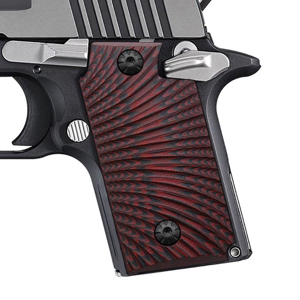Cool Hand G10 Grips for Sig Sauer P238, Without Ambi Safety Cut, Sunburst Texture, Red/Black, Brand