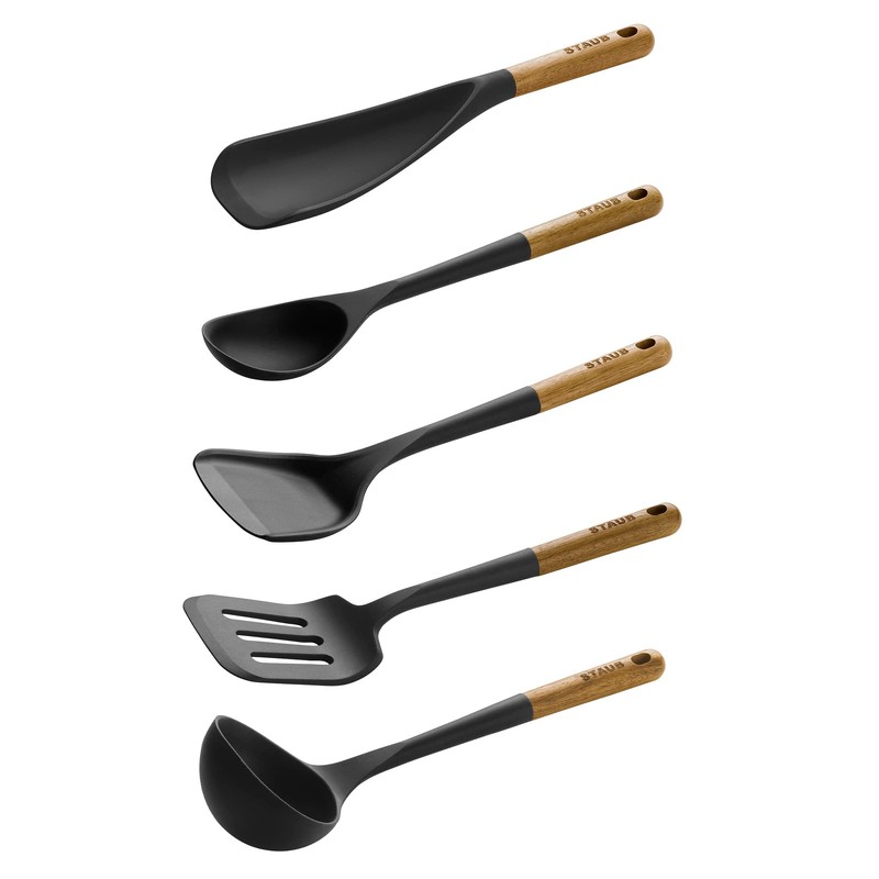 STAUB Silicone with Wood Handle 5-pc Cooking Utensil Set