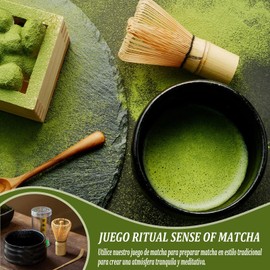 Matcha Kit, Juego de Matcha de Cuatro Piezas, Batidor de Matcha Chasen con Tazón de Cerámica para Matcha, Matcha set Setritual (Negro)