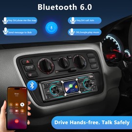 Single Din Car Stereo with Touchscreen Bluetooth, MP3 Player Supports Steering Wheel Control & Remote, USB/SD/FM Radio/AUX Input, 7-Color LED Backlight and EQ