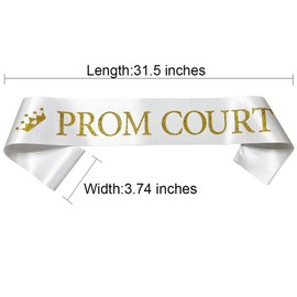NAUXIUDSJS Prom Court Sashes Set of 8, Prom Sash for Prom Court Dance Party Costume Event Graduation Party Cosplay Pageants Prom Party Accessories, White Gold