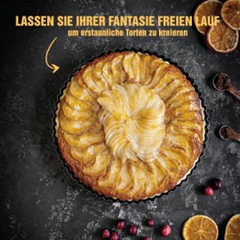 MGE - Highly Perforated Waveform Baking Mould - Mould for Quiche and Cakes - Mould for Tartlets - Mould with Removable Base - Ribbed Baking Mould with Removable Non-Stick Base - 24 cm