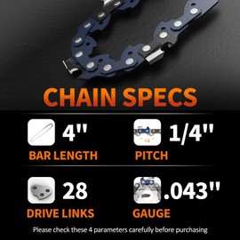 3Pcs Mini Chainsaw Chain for 4 Inch Bar, 28 Drive Links, 1/4" LP, .043" Gauge, Replacement Chains for Portable Mini Chainsaw, Guide Saw Chain for Chainsaws (4"-28DL-1/4 LP-.043"-3pcs)