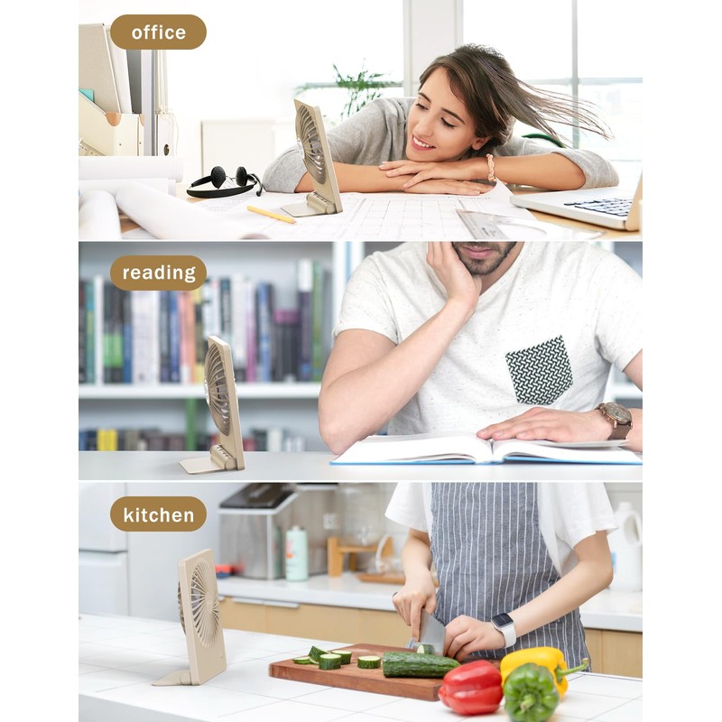 Zuvas Desk Fan Battery Operated Fan Rechargeable 180°Tilt Folding Personal