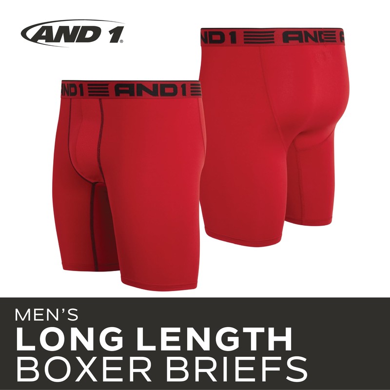 AND1 Mens Boxer Briefs - 6 Pack Platinum Performance Long