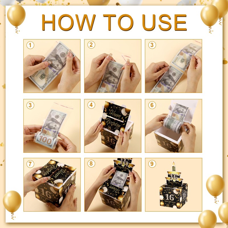 16th Birthday Money Box, 4.72 Inch Surprising Money Gift Box