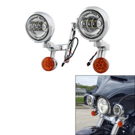 TCMT Turn Signal LED Spotlight Fog Light Bracket Fits For Harley Electra Glide 1997-2013 Road King Models 1994-2013 Street Glide FLHX Models 2006-2013 Street Glide Trike FLHXXX 2010-2011
