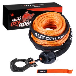 Synthetic Winch Rope Cable Kit 1/4" x 50 ft 9500Lbs Orange Winch Rope Line with Protective Sleeve+Rubber Stopper+Winch Hook+Safety Pull Strap for ATV UTV SUV
