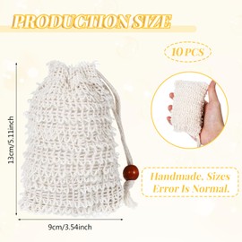 simarro 10PCS Soap Bag, Sisal Soap Saver Bag Pouch Mesh Net with Drawstring Exfoliating Foaming and Drying Soaps Saver Bags for Shower Travel