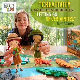 CRAFTILOO Safari Sewing Kit for Kids, Fun and Educational Fairytale Craft Set for Boys and Girls Age 8-12, Sew Your Own Felt Forest Animal Craft Kit for Beginners