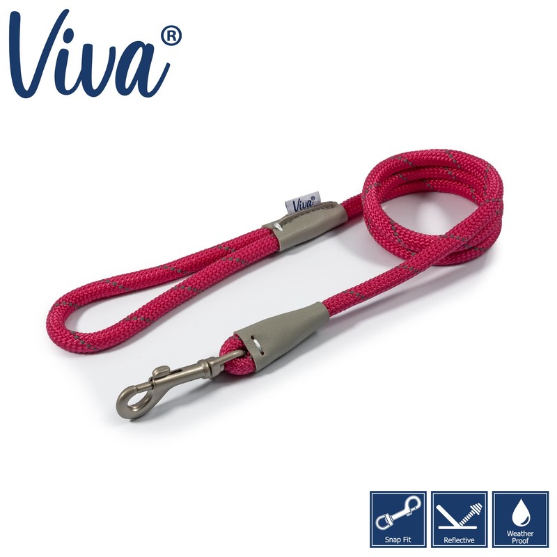 Ancol Viva Reflective Rope and Real Leather Snap Lead 107