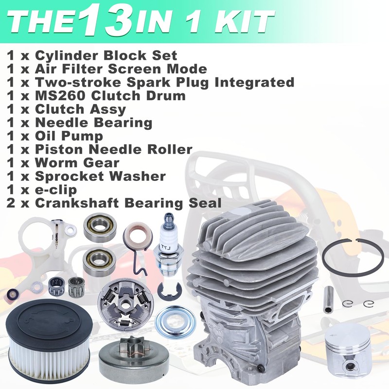 Adefol MS291 Cylinder Piston Kit & 325"-7T Clutch Drum Oil