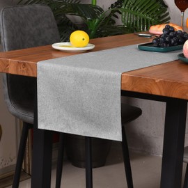 Winotic Table Runner 13 x 72 Inches Long, Cotton Linen Farmhouse Style Grey Table Linen for Kitchen Dining Coffee Table Parties Wedding Home Decor (13” x 72”, Grey)