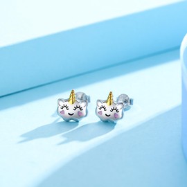 Unicorn Earrings for Women S925 Sterling Silver Hypoallergenic Unicorn Stud Earrings Cute Unicorn Jewellery, Sterling Silver