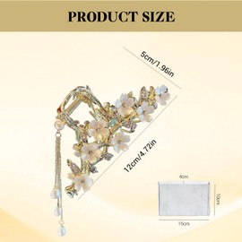 Elegant Flower Hair Claw, Pearl Bun Holder with Tassels, Golden Lily of the Valley with Hanging Beads, Hair Claw for Thick Hair, Hair Clips Women, Hair Accessories for Women