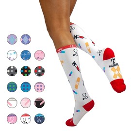 ZAYAAN HEALTH Here 2 Care Compression Socks (12-15 mm/Hg) | Anti-Fatigue, Comfortable, Odor & Moisture Resistance - White