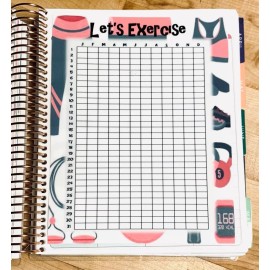 Handmade Exercise Walk Fitness Gym Tracker Dashboard Insert 4 use w Erin Condren Planner