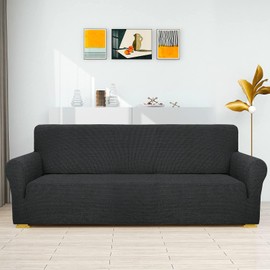 ZNSAYOTX Couch Covers for 3 Cushion Couch High Stretchy Spandex Pet Friendly Sofa Slipcover 1 Piece Non Slip Couch Covers Large Furniture Protector (Dark Grey, Sofa)