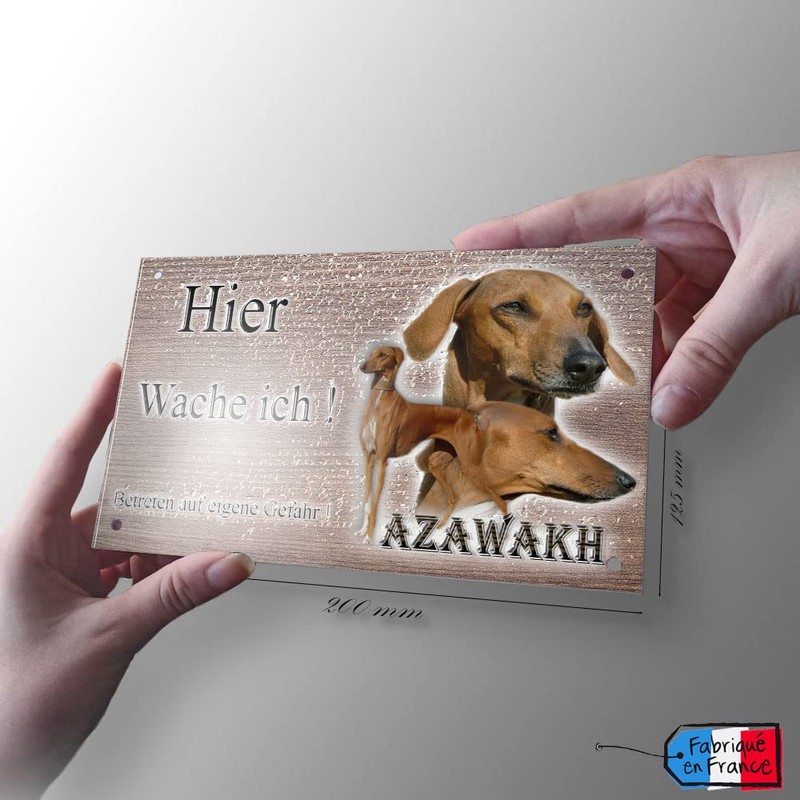 Warnschild Hund oder Warnzeichen Azawakh 20 cm