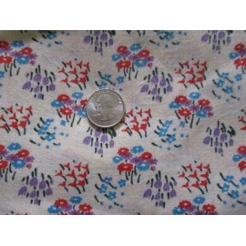 Unbranded 1/2 yd ~ Vintage blue red lavender Flower Cotton Fabric ~ new/old stock