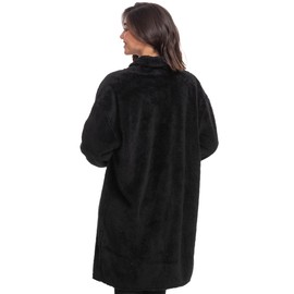 Mad Dog Women's Sherpa Cardigan Sweater, Cozy Loungewear Top, Thin Lightweight Long Open Front Jacket, Black, X-Large