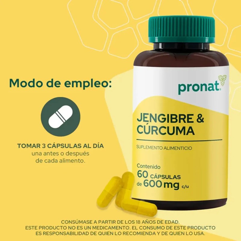 Kit 2 Piezas Suplemento Jengibre Cúrcuma (60 Caps) Pronat