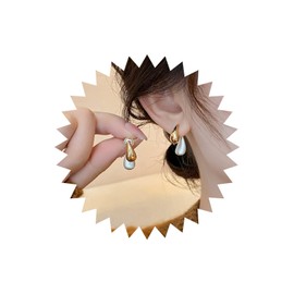 Wendalern Teardrop Ear Jacket Earrings Two-tone Tear Front Back Earrings Gold Silver Geometric Curve Stud Earrings Double Teardrop Statement Earrings Jewelry for Women