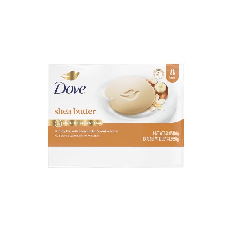 Dove Beauty Bar, Shea Butter, 4 oz, 8 Bar