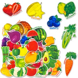 Large Size Felt Fruits and Vegetables ,25 Fruits 25 Vegetables Felt Flannel Board Pieces , Learning Resources Toy for Kindergarten Kids Toddlers 3 4 5 Year Old