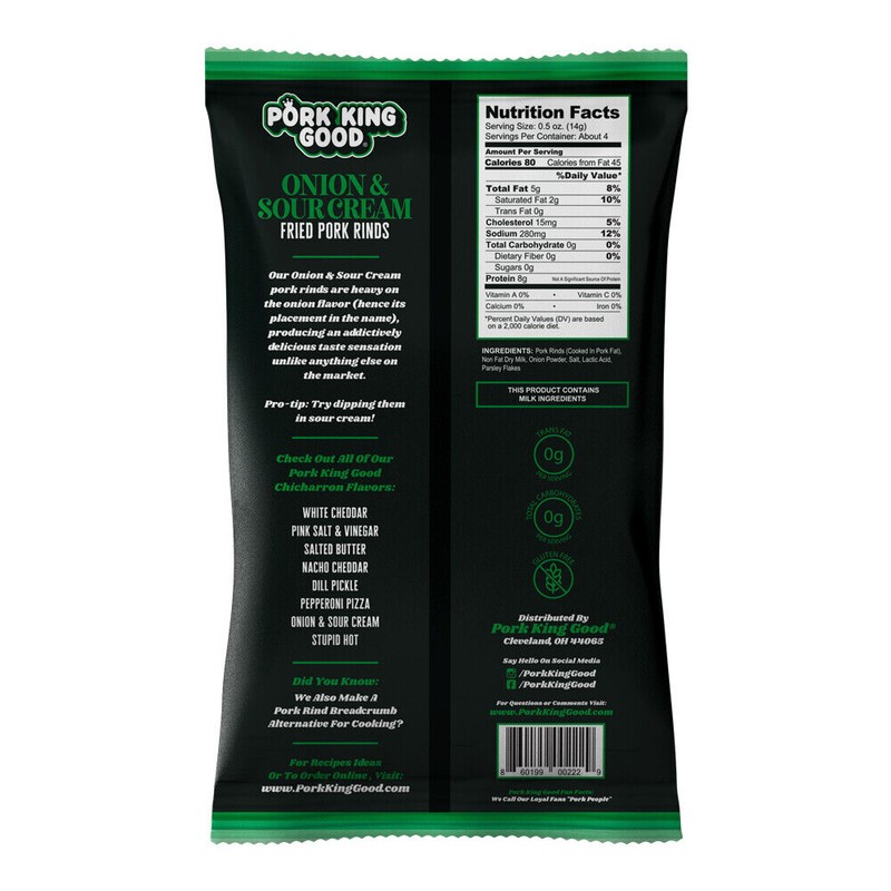 Pork King Good Onion And Sour Cream Flavored Pork Rinds