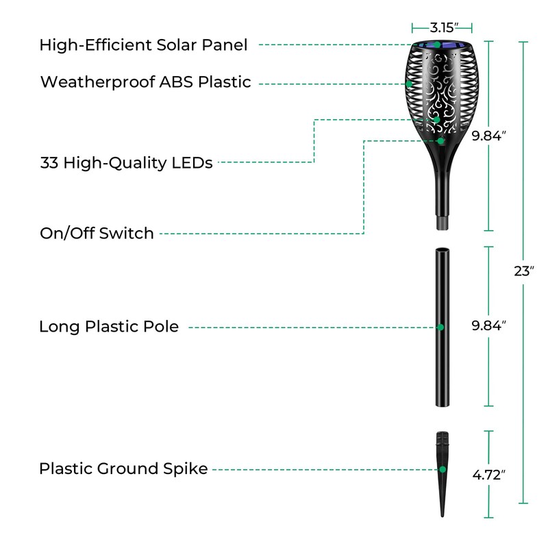 TomCare Solar Lights Outdoor Flickering Flame Solar Torch Lights Waterproof