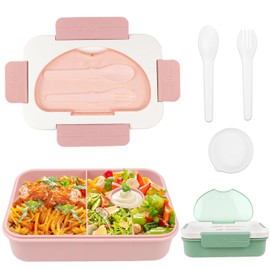 Jeinbuil Brotdose Kinder mit Fächern 1350ML Bento Box Lunchbox Erwachsene Auslaufsicher Vesperdose Frühstücksbox für Schule Picknick Arbeit Reisen Mikrowelle/spülmaschinenfest (Rosa)