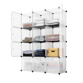 Asmeten 12-Cube Storage Shelf Cube Shelving Bookcase Bookshelf Organizing Closet Toy Organizer Cabinet White Color