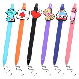 Cute Nursing Pens with Heart Nursing Pens Set, 6 Cute Medical-Themed, Fun Designs Including Pills, Thermometer, Ambulance, and Stethoscope, Smooth Writing, Retractable, Gift for Nurses, Doctors