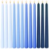 12-Pack Gradient Blue Taper Candles, 10 Inch Unscented Dripless Candlesticks,