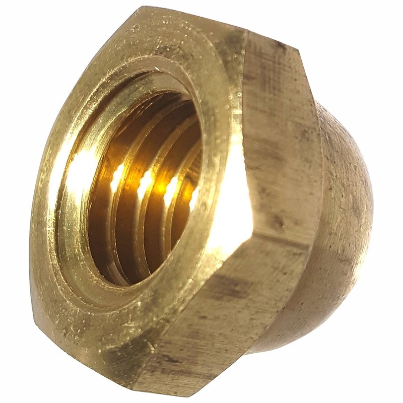 1/4-20 Hex Cap Nuts, Solid Brass, Grade 360, Commercial, Plain