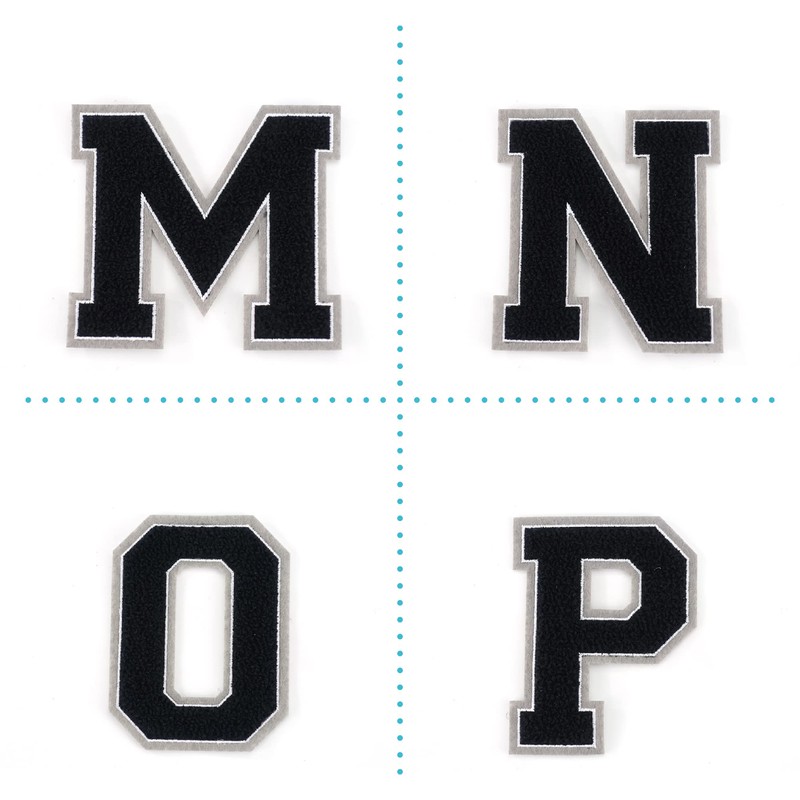 Terry Cloth Letter A-Z | Black, White, Grey | 9.5
