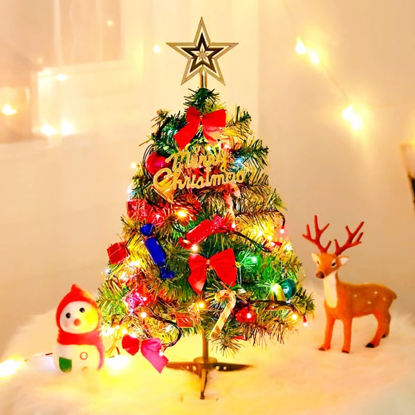 Small Decorated Christmas Tree with Lights, Tabletop Christmas Trees with