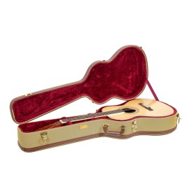 Crossrock Hard-Shell Wooden Case fits 12-Fret 00 Style Acoustic Guitar - Vinyl Tweed