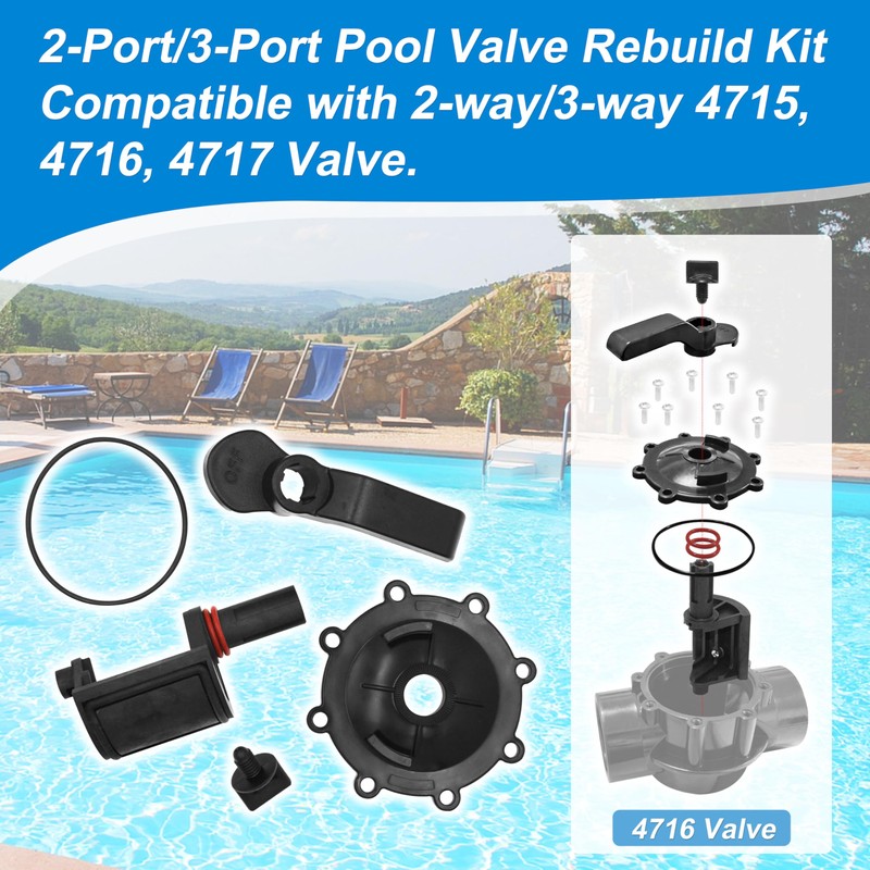2-Port/3-Port Pool Valve Rebuild Kit Compatible with Jandy Neverlube 2-way/3-way